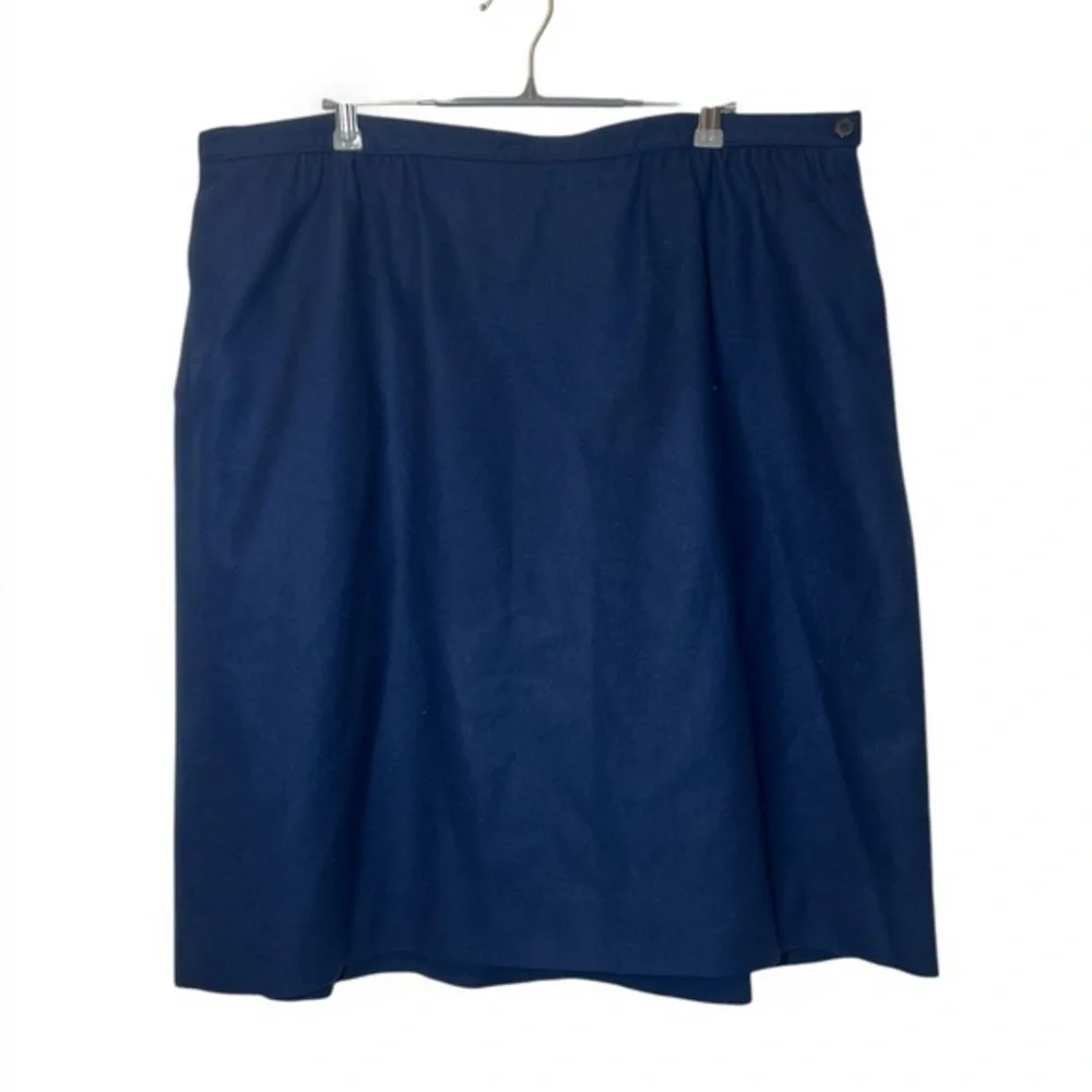 Vintage Pendleton Women 36 Navy Blue Lined 100% Pure‎ Virgin Wool Pencil Skirt